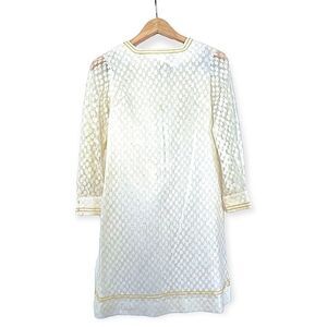 Vintage 60’s Off White Jodeen Original Floral Lace Long Sleeve Shift Dress Sz M